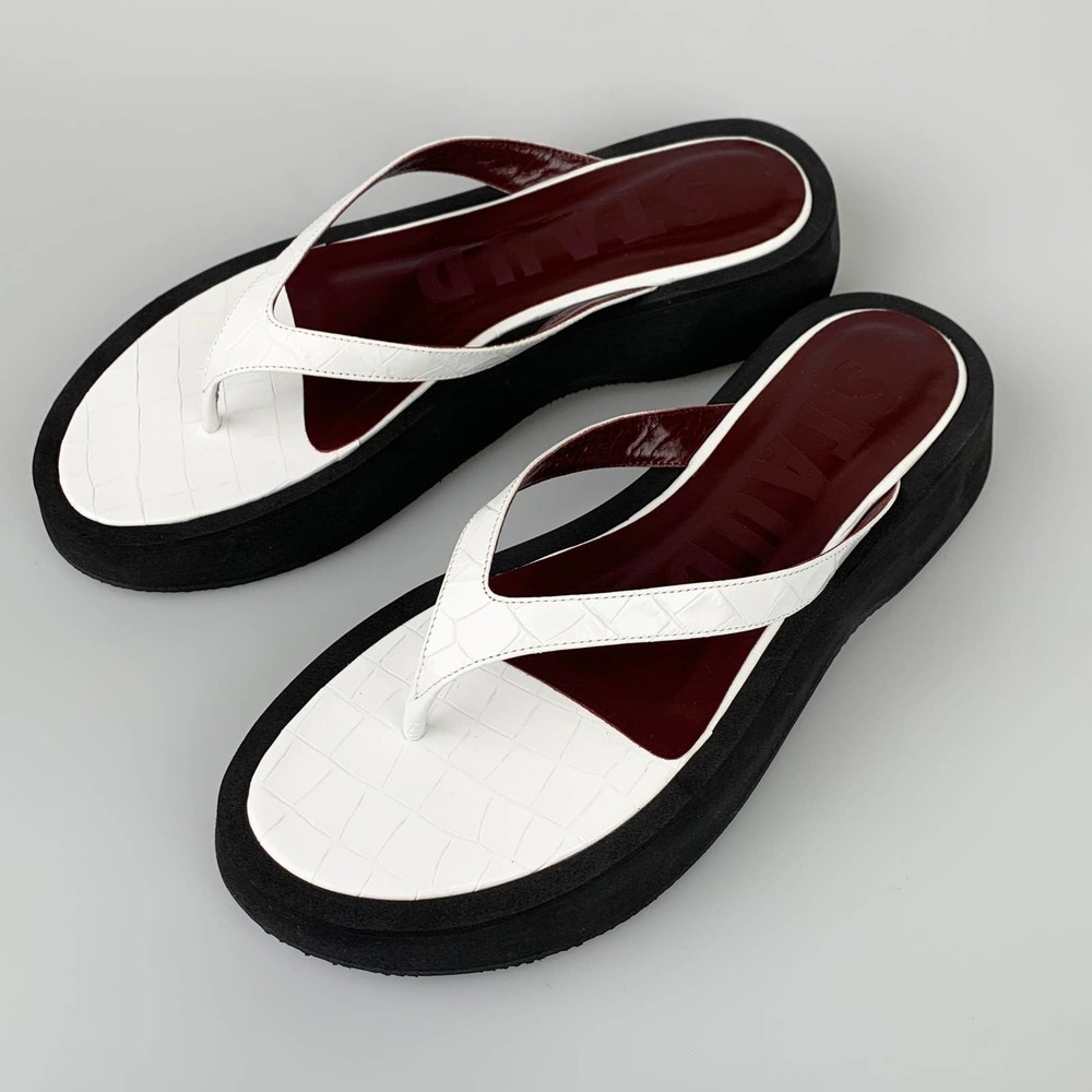 NIB STAUD Tessa Flatform Flip-flops Sandal Embosed Crocs Fresh Size 41